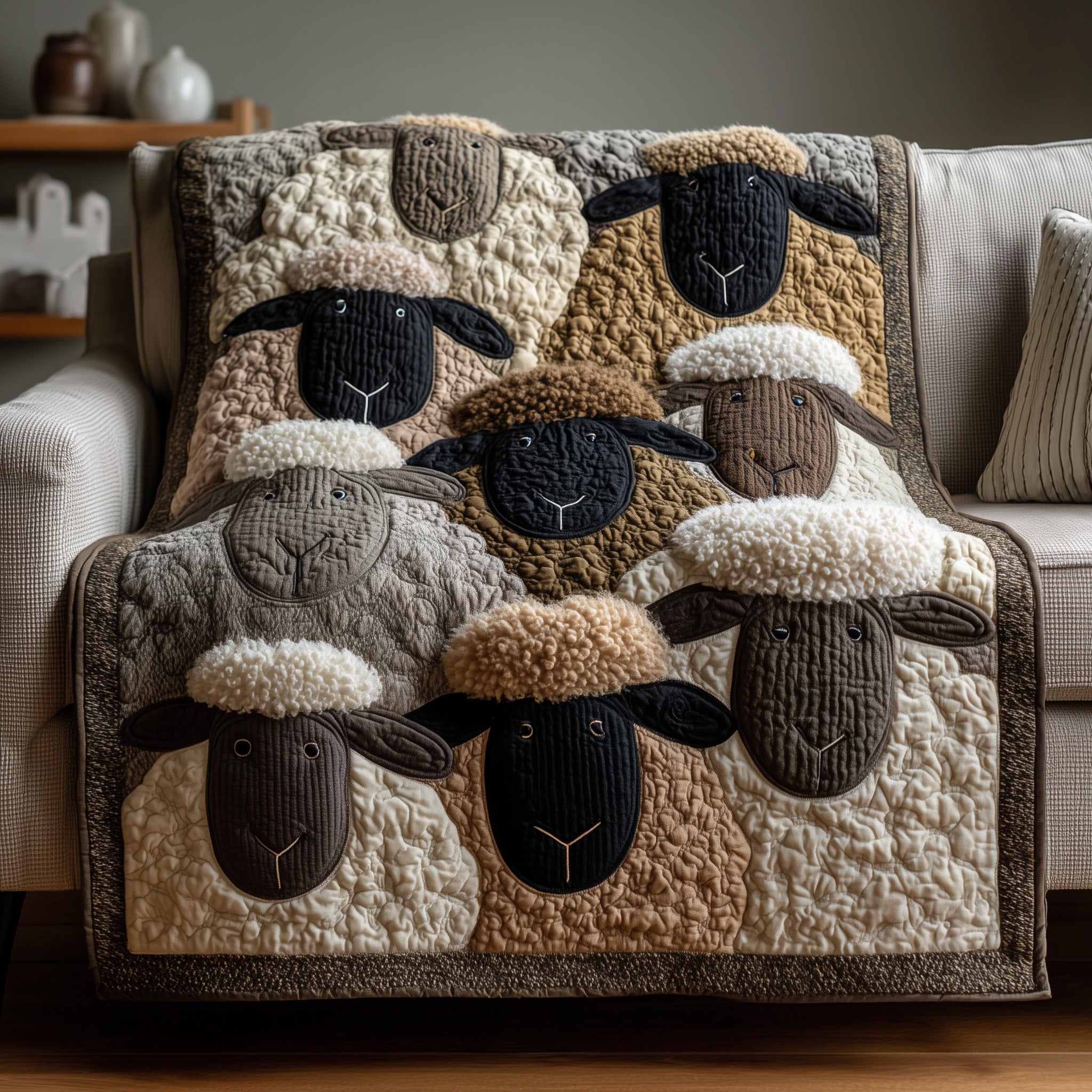 Sheep Serenity Quilted Blanket Nice Throw BlanketLamb Sheep Inspired Gifts