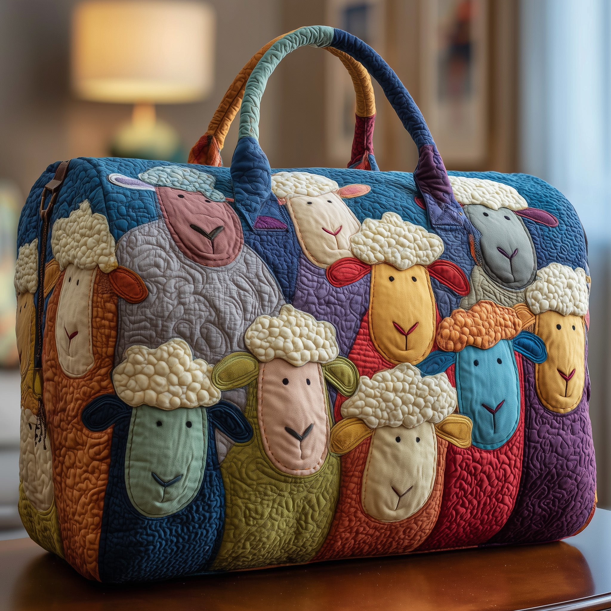 Sheep Serenity Quilted Duffle Bag Daily Essentials Organizer