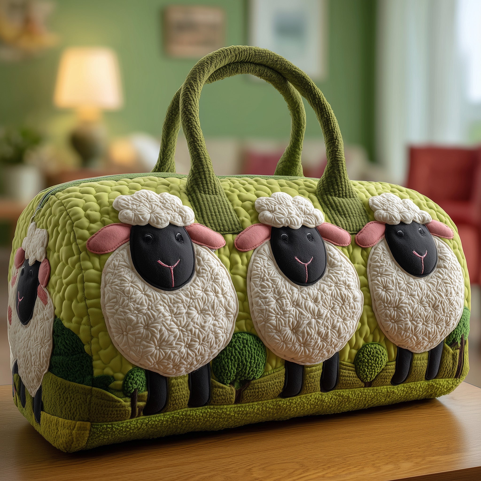 Sheep Serenity Quilted Duffle Bag For Daily Commute