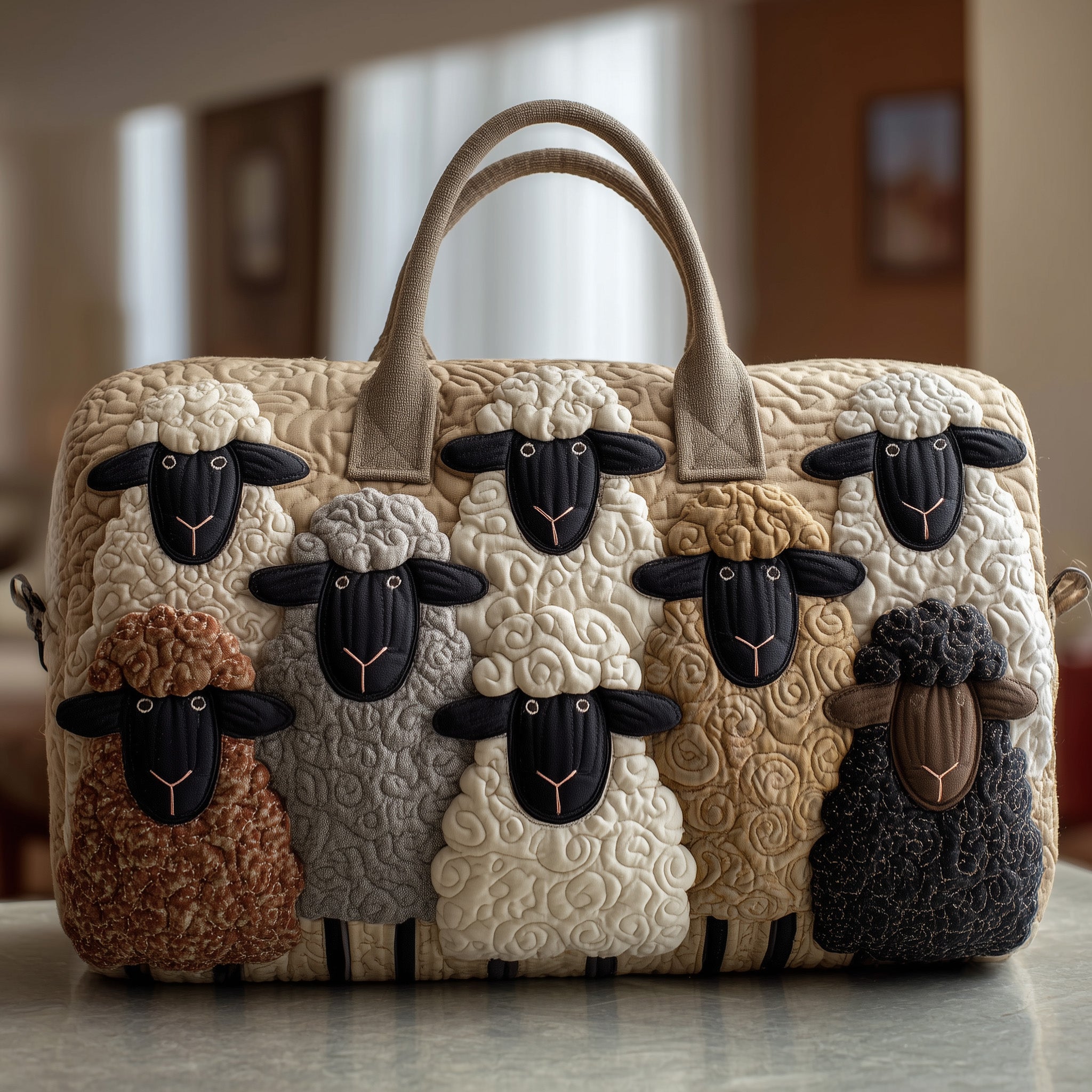 Sheep Serenity Quilted Duffle Bag For Office And Campus