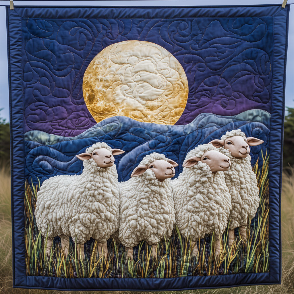 Sheep Under Moonlit Mountain Quilt Soft Quilt Blanket to Add Style and Warmth