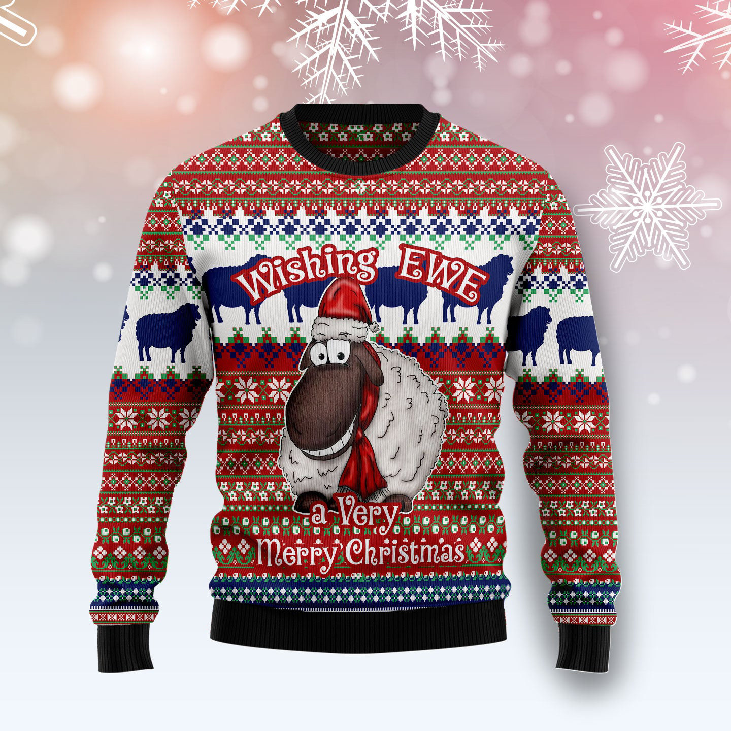 Sheep Wishing Ewe Ugly Christmas Sweater Animal Themed Christmas Gifts For Sheep Lovers