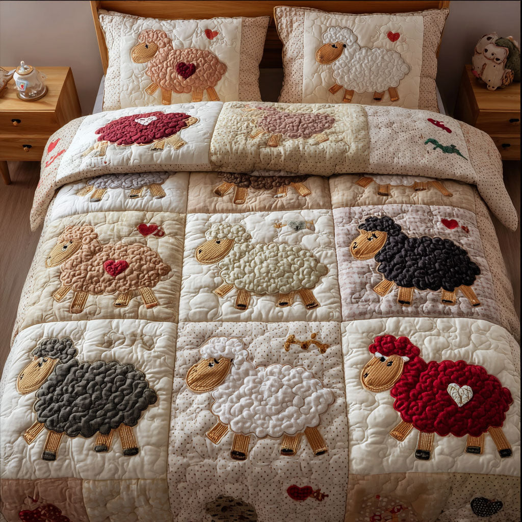 Sheepish Smiles Quilted Bedding Set Bedroom Decorations Gifts With Sheep On Them