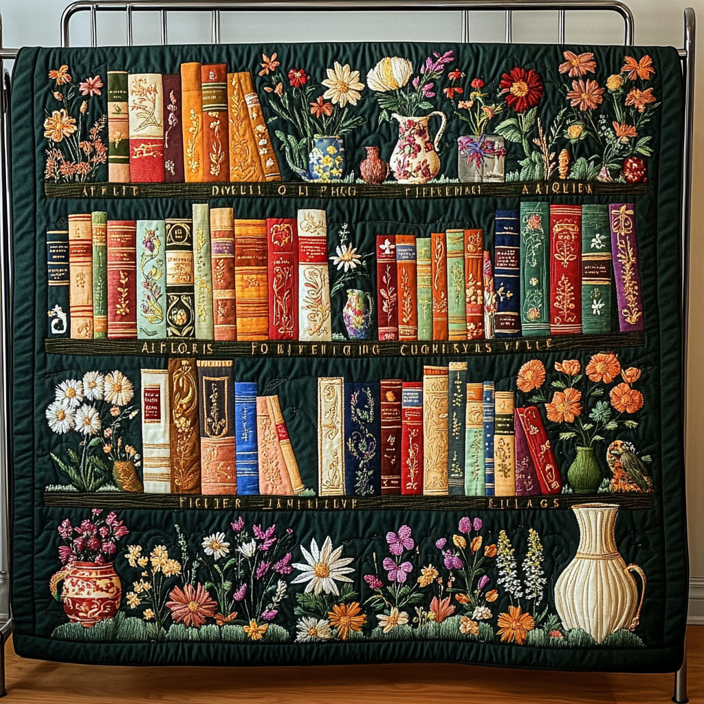 Shelf of Dreams Quilted Blanket Christmas Room Decor Gifts For People Who Like Books