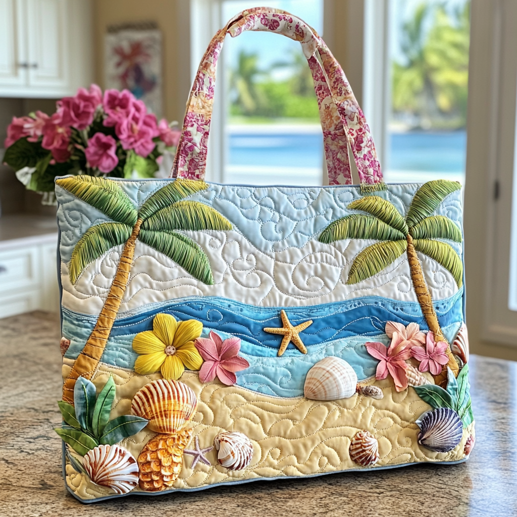 Shell Breeze Quilted Tote Bag Gifts For Beach Goers