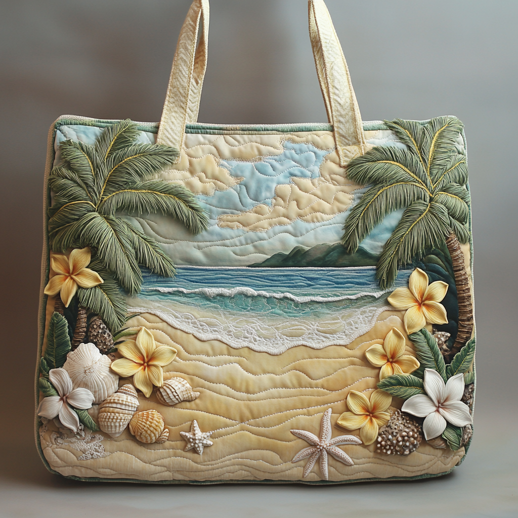 Shell Coast Quilted Tote Bag Beach Lover Gifts For Him