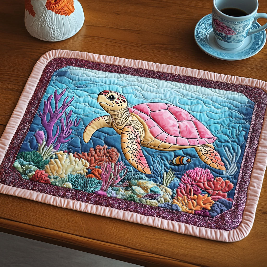 Shell Haven Quilted Placemat Modern Holiday Decor Unique Gifts For Ocean Lovers
