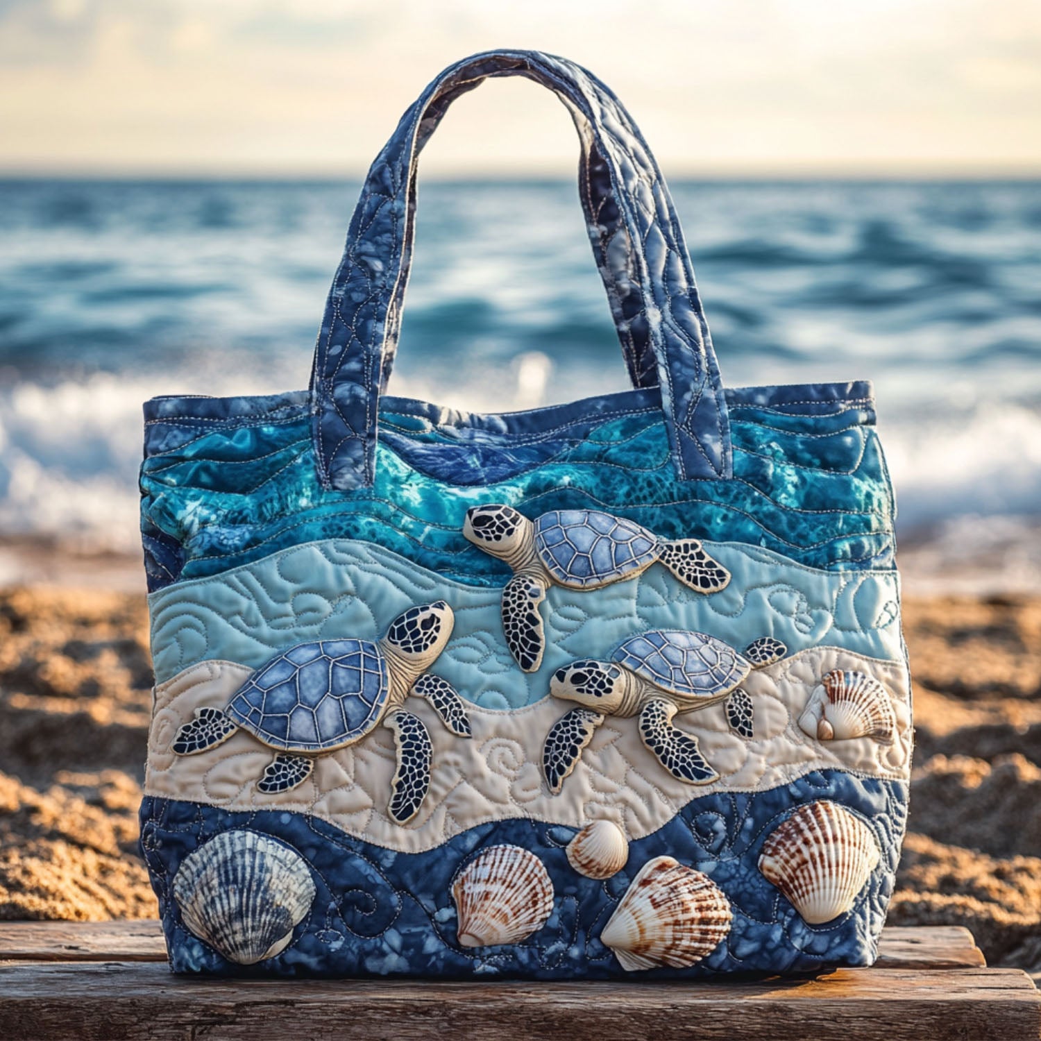 Shell Journey Quilted Tote Bag Gifts For An Ocean Lover