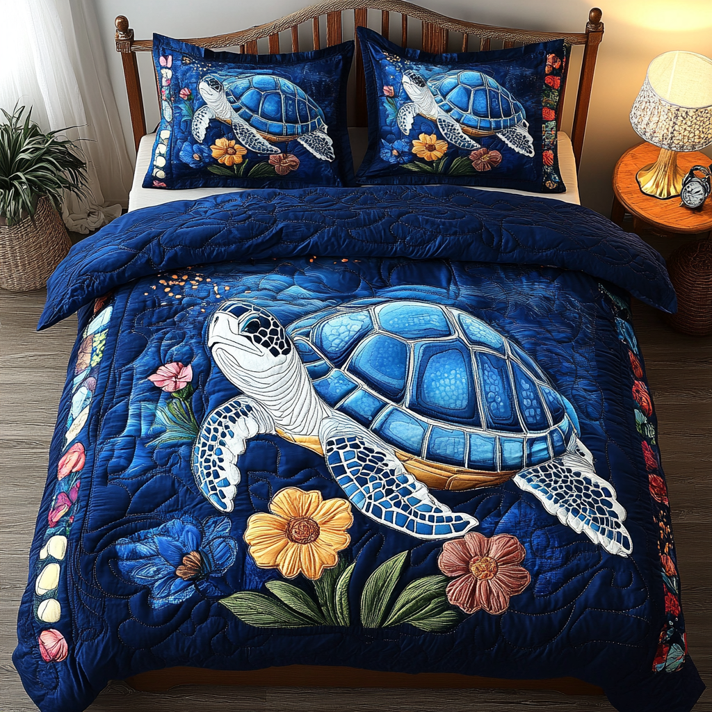 Shell Serenity Quilted Bedding Set Comfortable Microfiber Bedding Set for Everyday Use