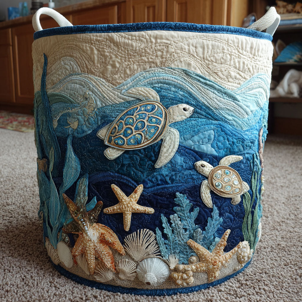Shell Shine Quilted Laundry Basket Father's Day Merch Gift