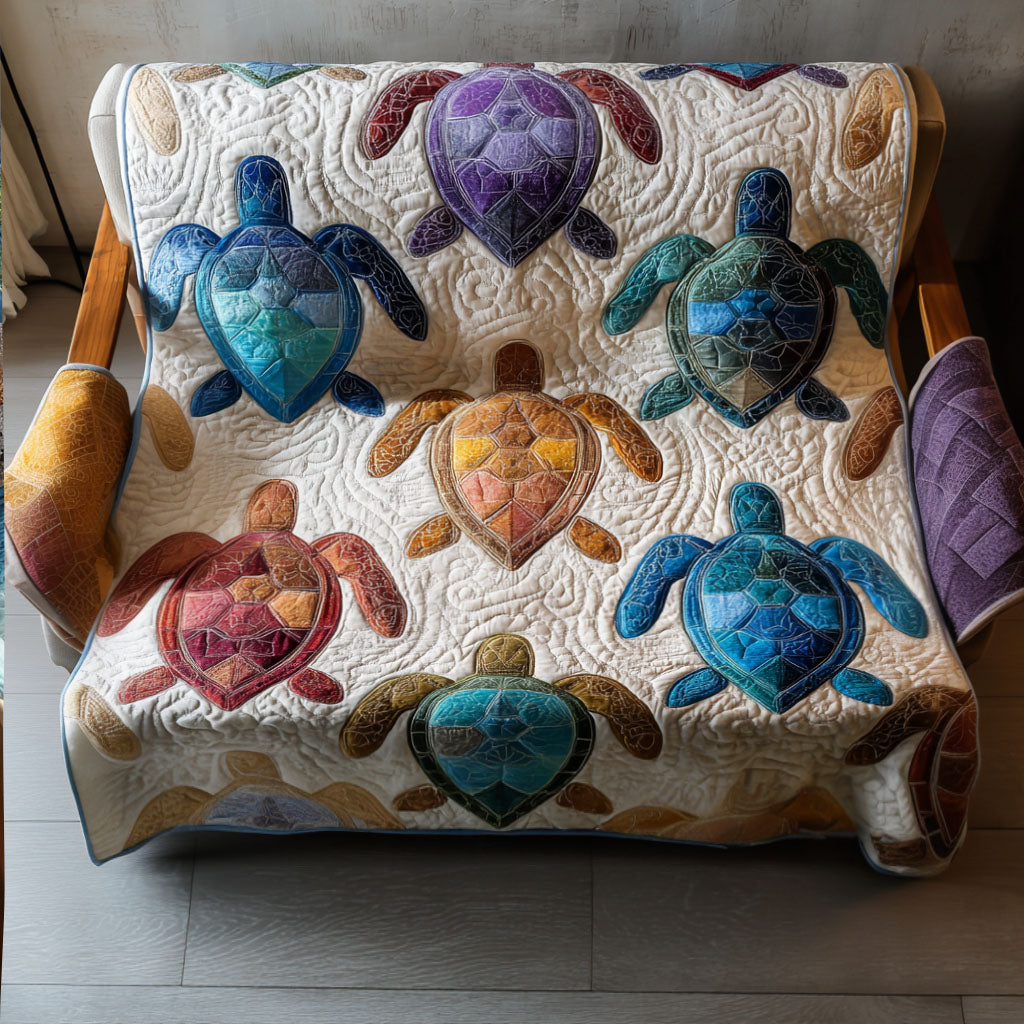 Shell Symphony Quilted Sofa Cover Sofa Seat Covers Sea Turtle Merchandise