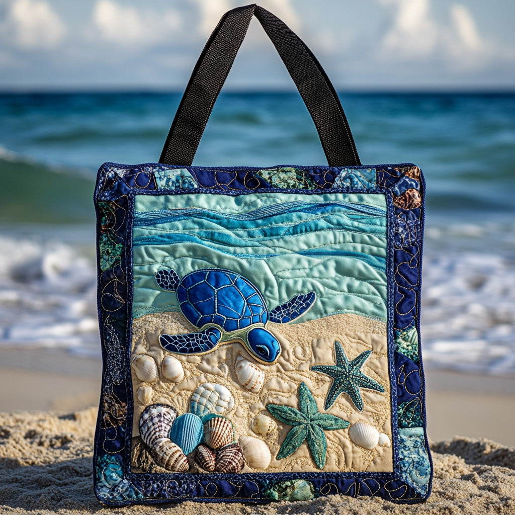 Shell Whisper Quilted Tote Bag Sea Turtle Gifts For Her