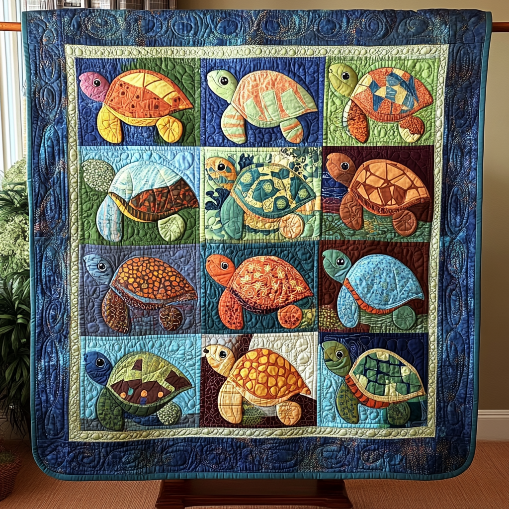 Shelled Beauty Quilted Blanket Best Couch Throw Blanket Turtle Gifts For Adults