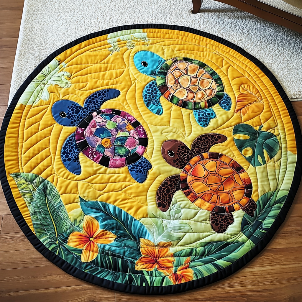 Shelled Charm Quilted Round Mat Front Entryway Ideas Turtle Gifts For Grandparents