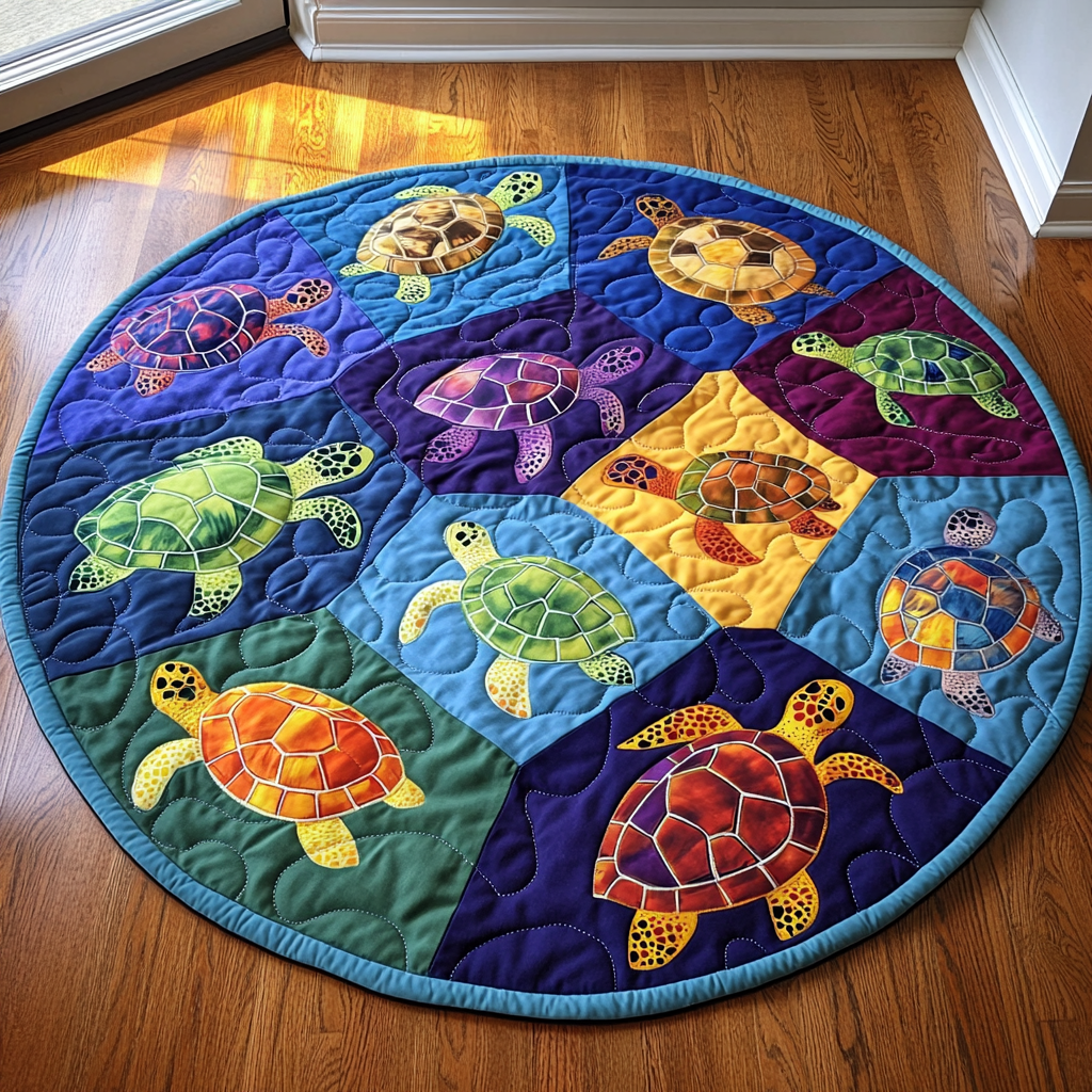 Shelled Quilted Round Mat Foyer Decor Ideas Turtle Gifts For Mom