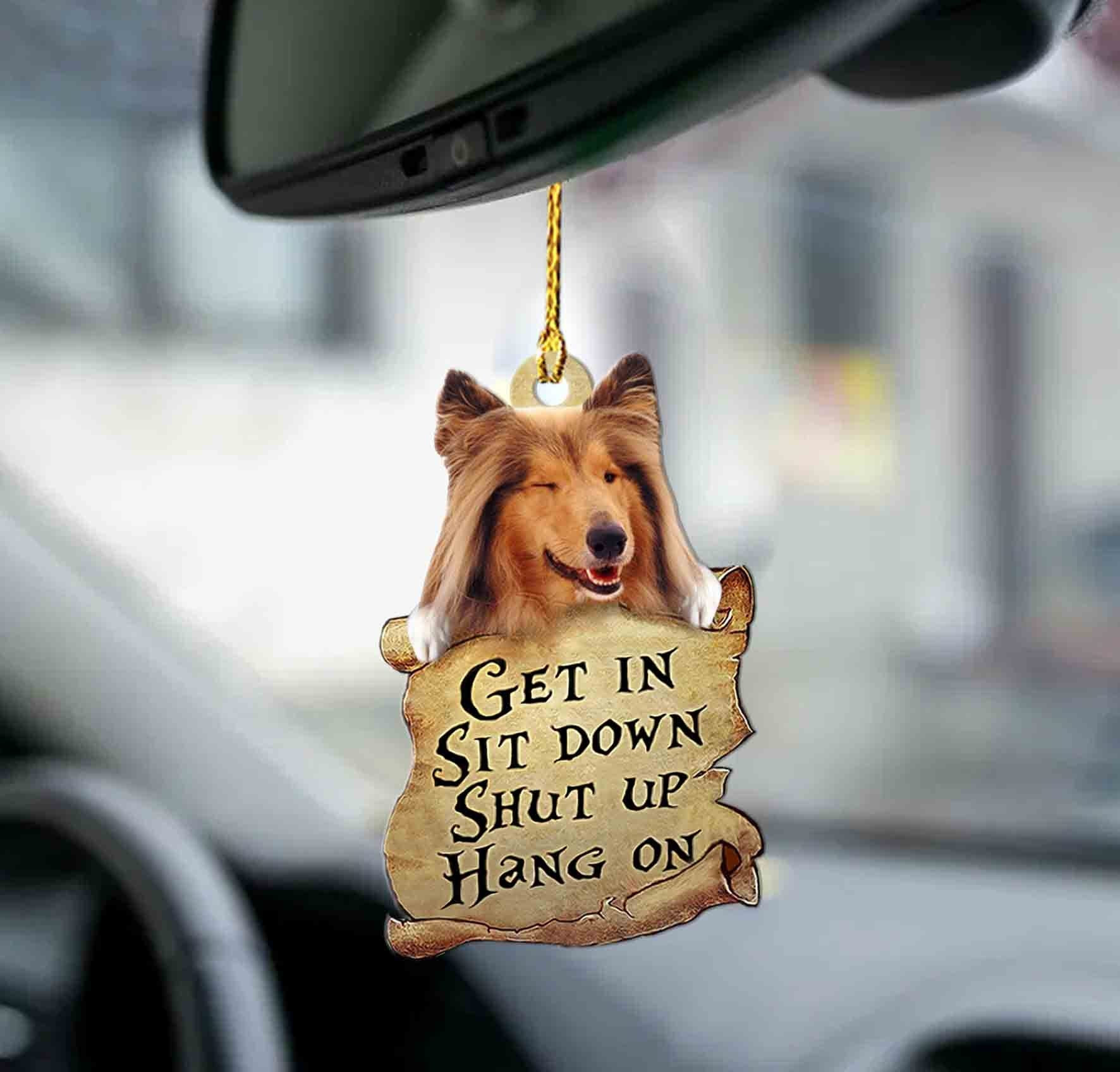 Sheltie get in sheltie lovers two sided car ornament
