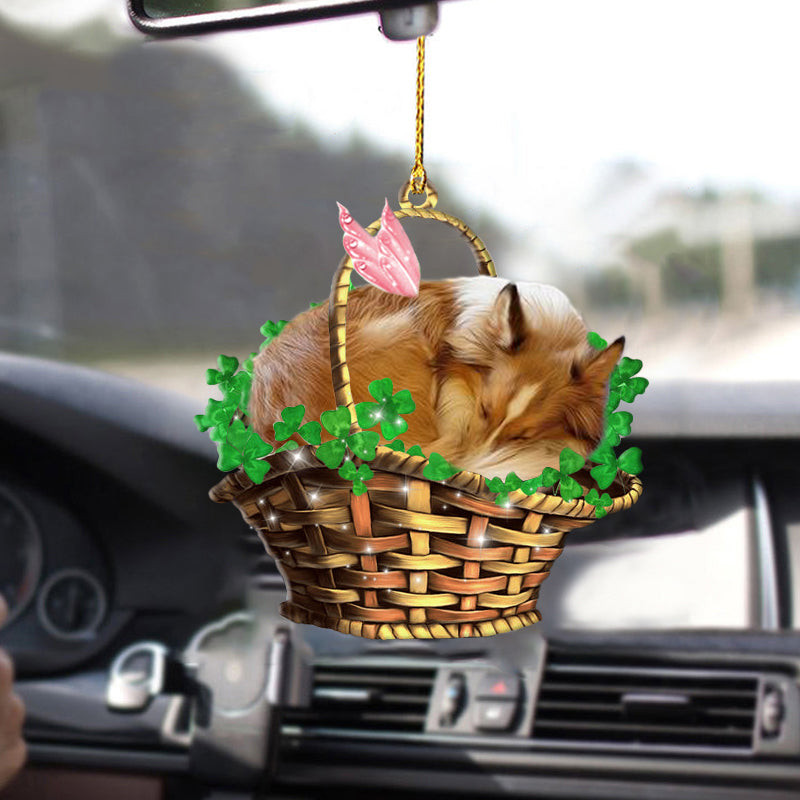 SheltieSleeping Lucky FairyTwo Sided Car Ornament