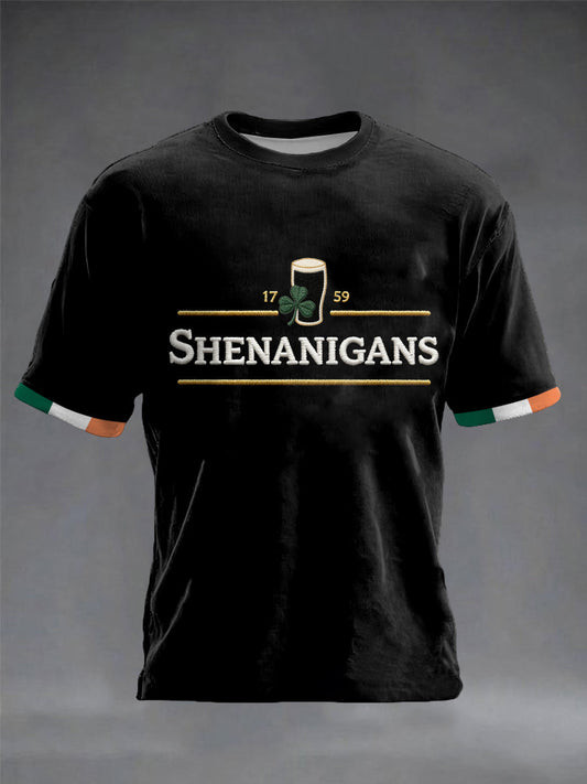 Shenanigans Black Graphic T-Shirt Funny St Pattys Day Irish Drinking Shirt Gift For Men