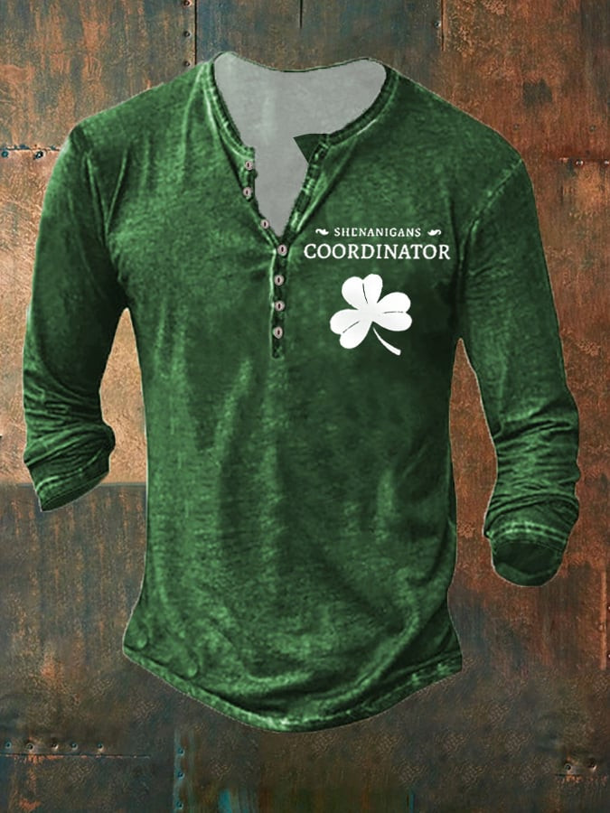Shenanigans Coordinator Shamrock Button Long Sleeve Shirt St Patrick's Day Outfit Gift Ideas