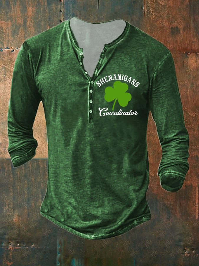 Shenanigans Coordinator St Patricks Day Button Long Sleeve Shirt St Patrick Day Clothing Gifts