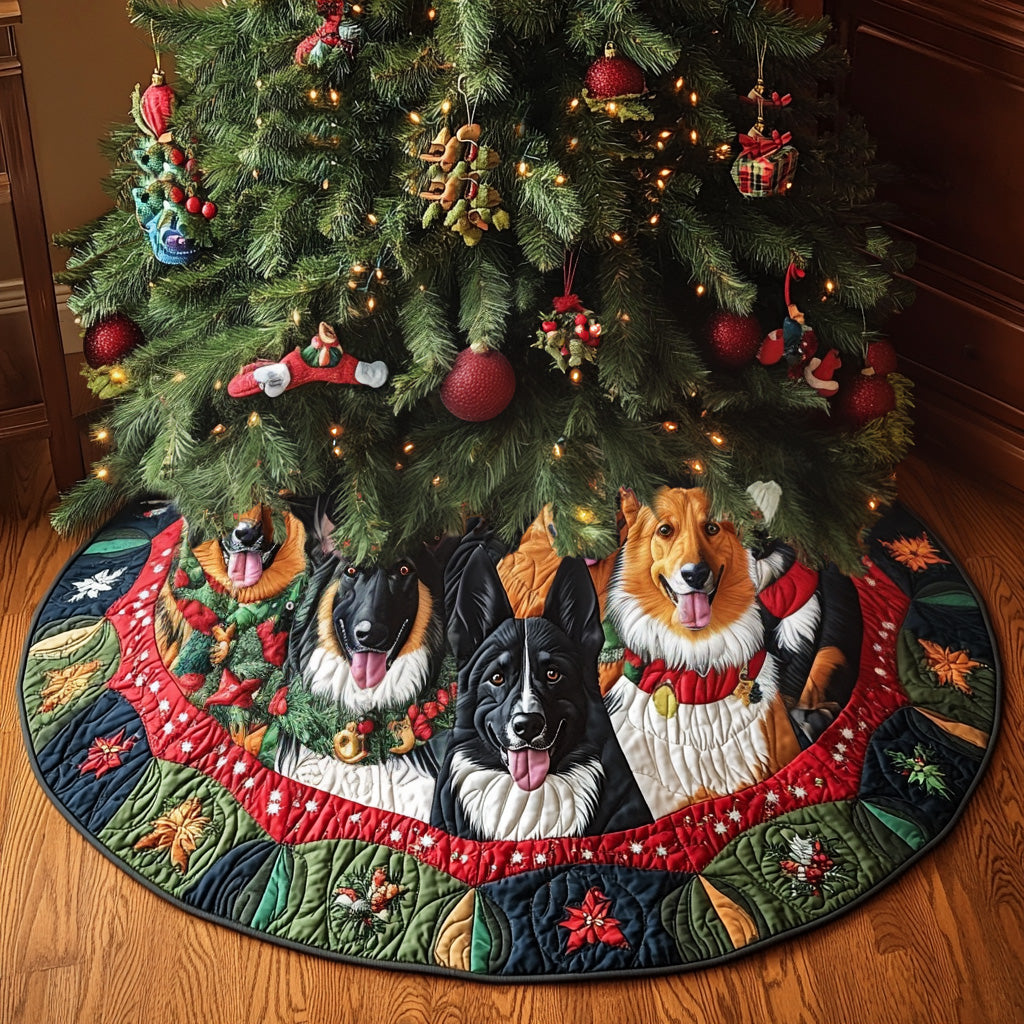 Shepherd Christmas Eve Quilted Christmas Tree Skirt Family Holiday Gathering Decor Holiday Tree Base Decoration