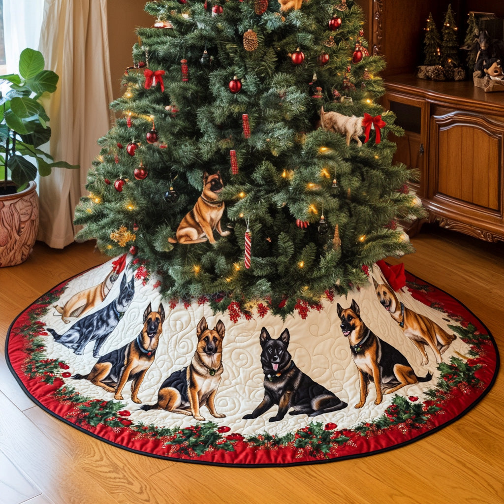 Shepherd Festive Glow Quilted Christmas Tree Skirt Custom Christmas Tree Skirt Merch for Your Family