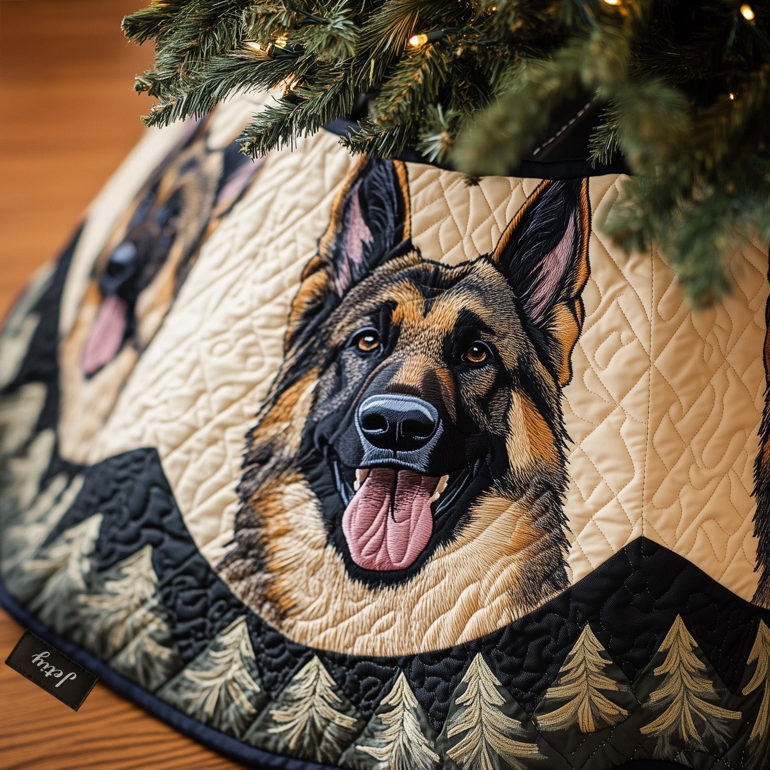 Shepherd Jolly Journey Quilted Christmas Tree Skirt Charming Tree Skirt for Family Gatherings