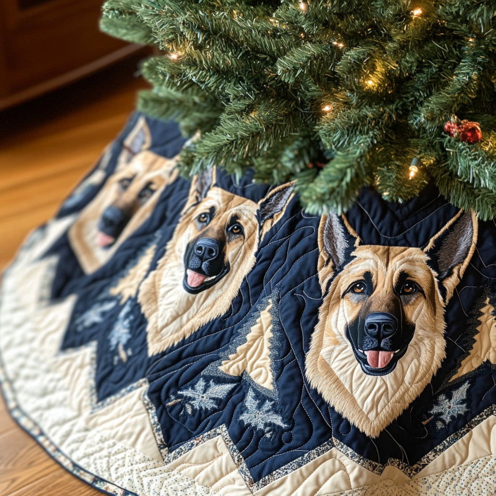 Shepherd Joy Wonderland Quilted Christmas Tree Skirt Festive Christmas Tree Skirt for Holiday Decor