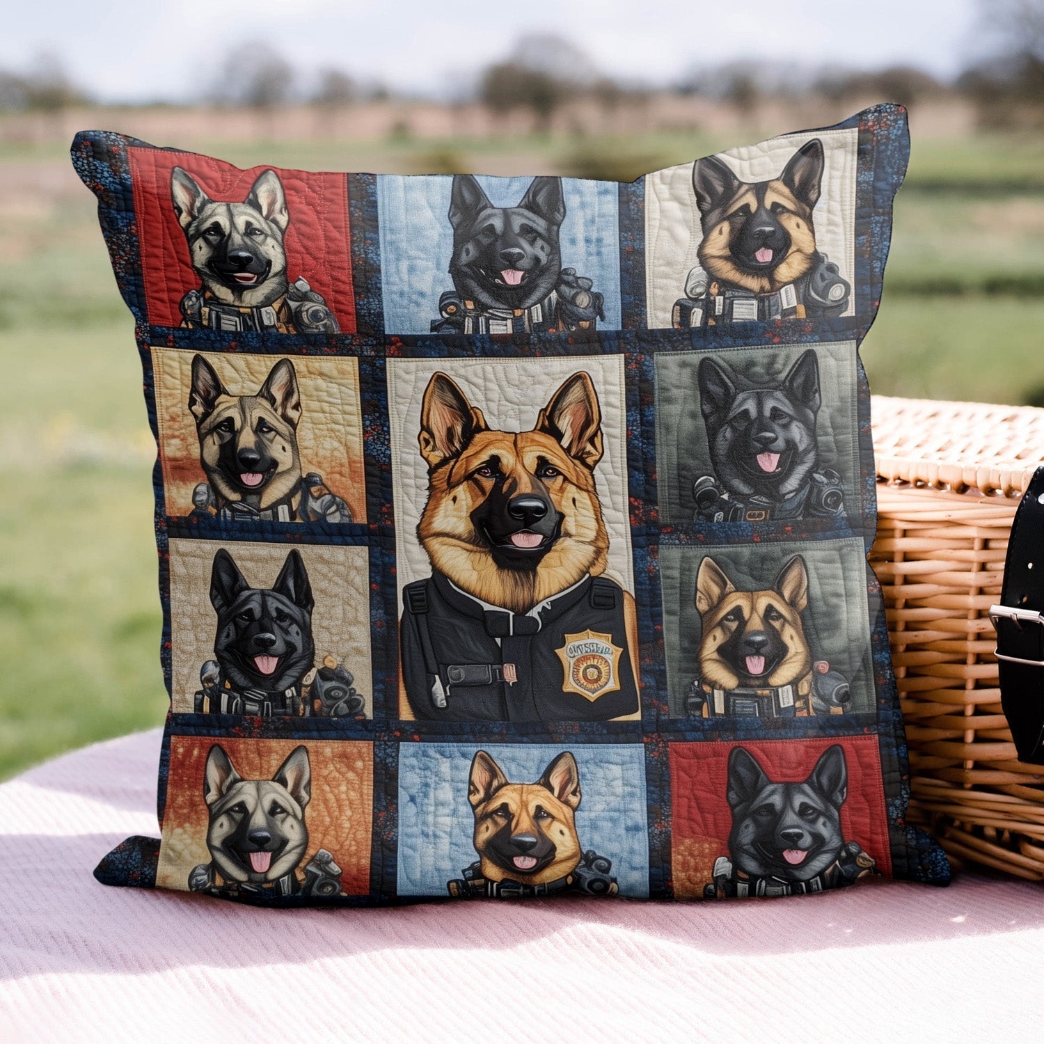Shepherd Pride Quilted Pillow Case Cozy Christmas Throw Pillow