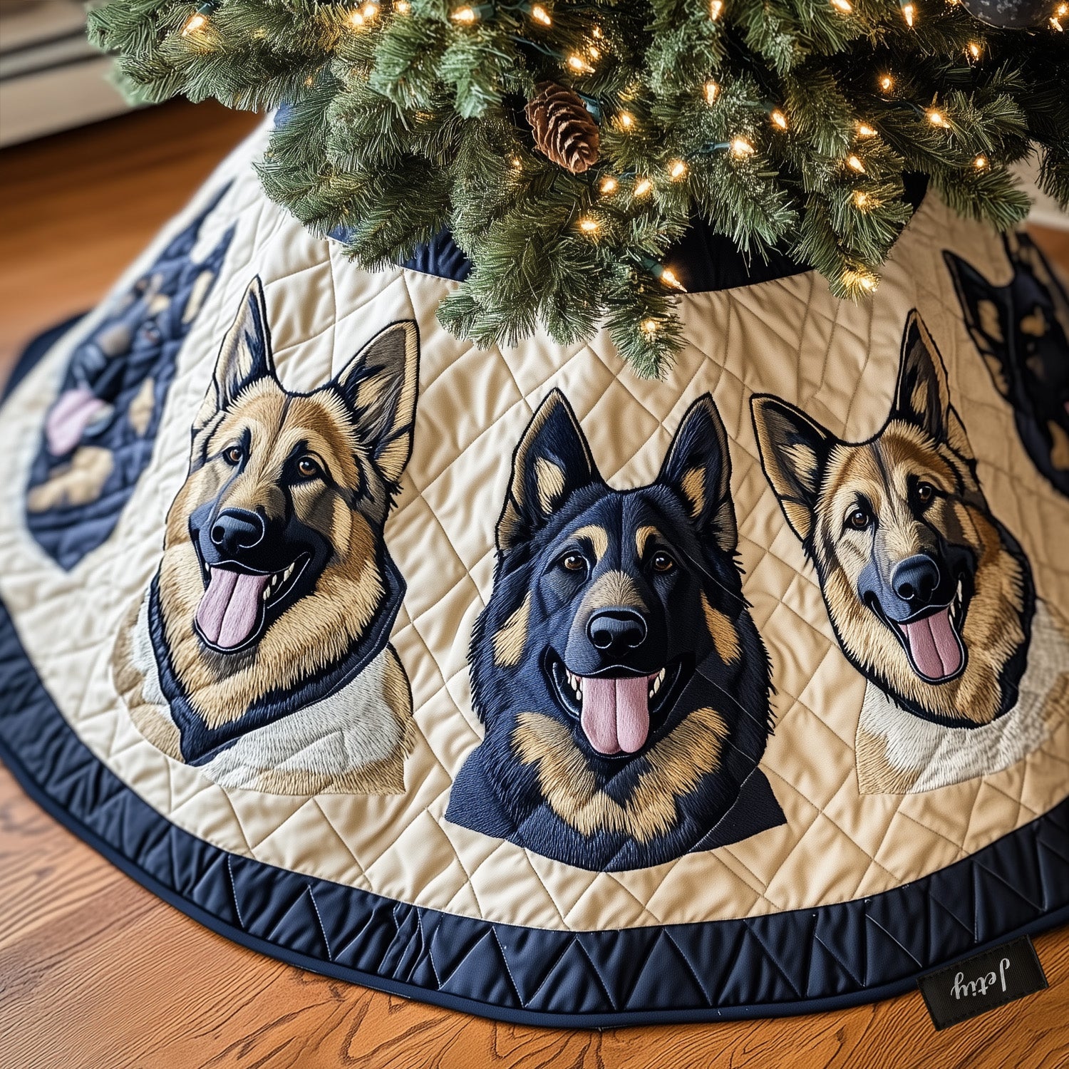 Shepherd Spirit Delight Quilted Christmas Tree Skirt Cozy Holiday Home Decor