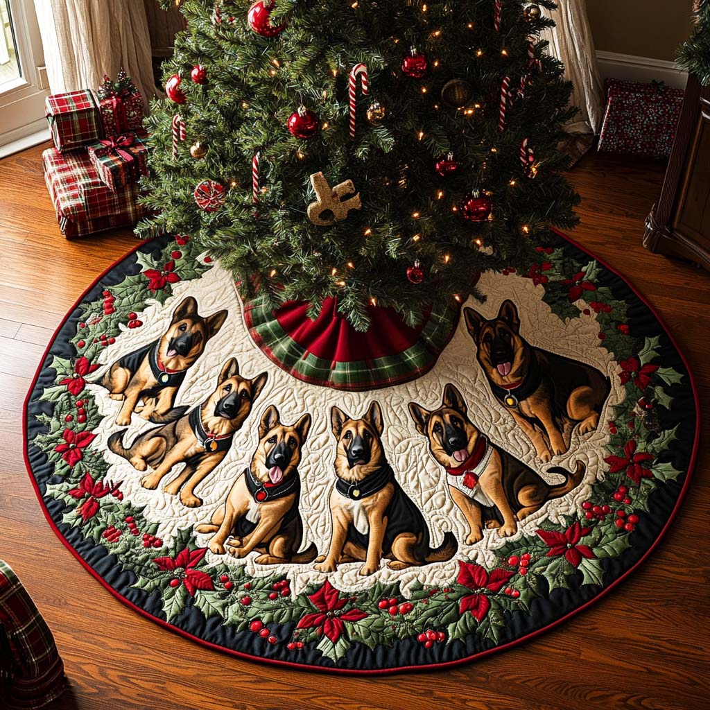 Shepherd Spirit Quilted Christmas Tree Skirt Xmas Indoor Decorations Gifts For German Shepherd Dog
