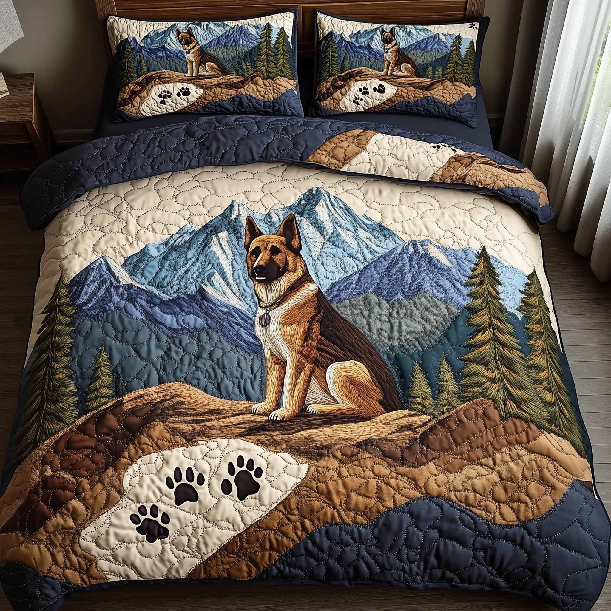 Shepherd Trail Journey Quilted Bedding Set Duvet Cover Merchandise Awesome Gifts For Dog Lovers