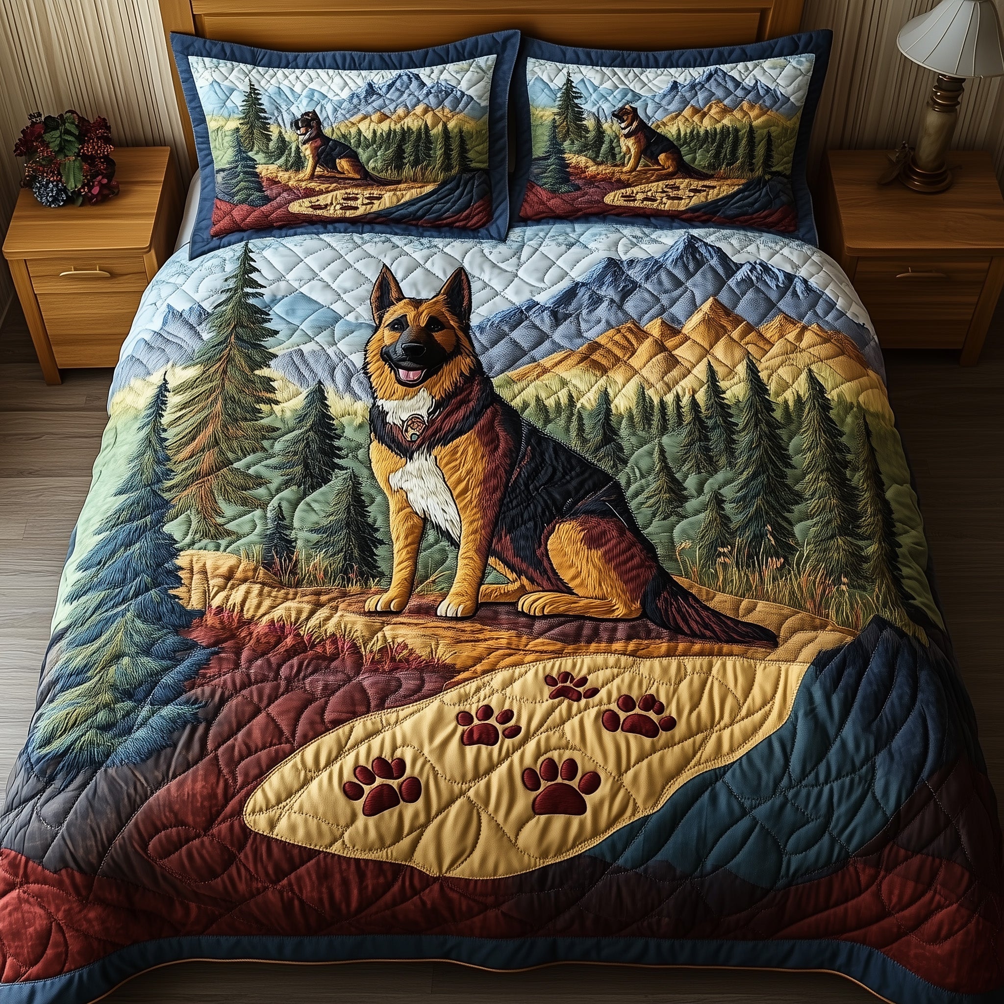 Shepherd Trail Journey Quilted Bedding Set Duvet Cover Merchandise Best Gifts For Pet Dog Lovers