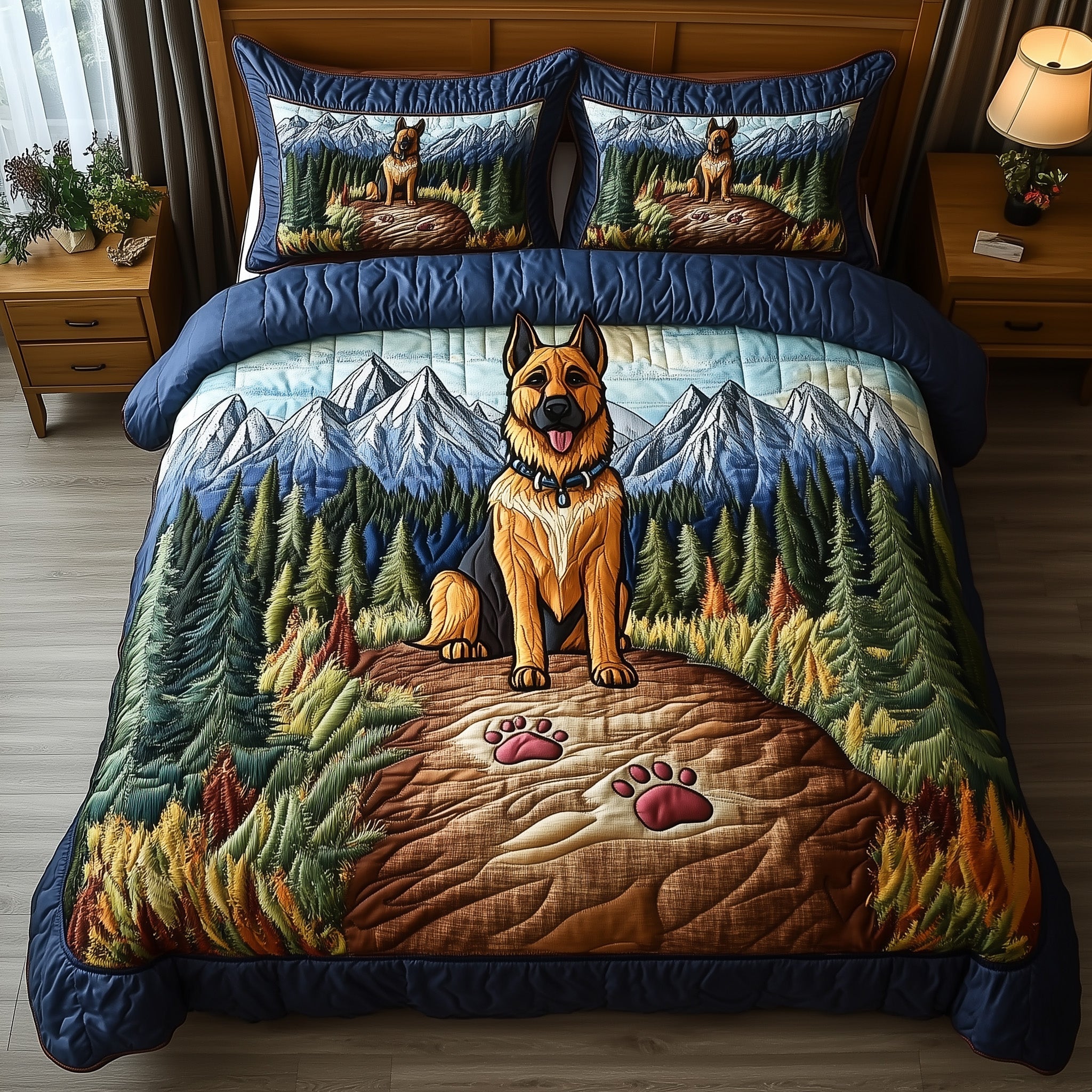 Shepherd Trail Journey Quilted Bedding Set Duvet Cover Merchandise Dog Related Presents