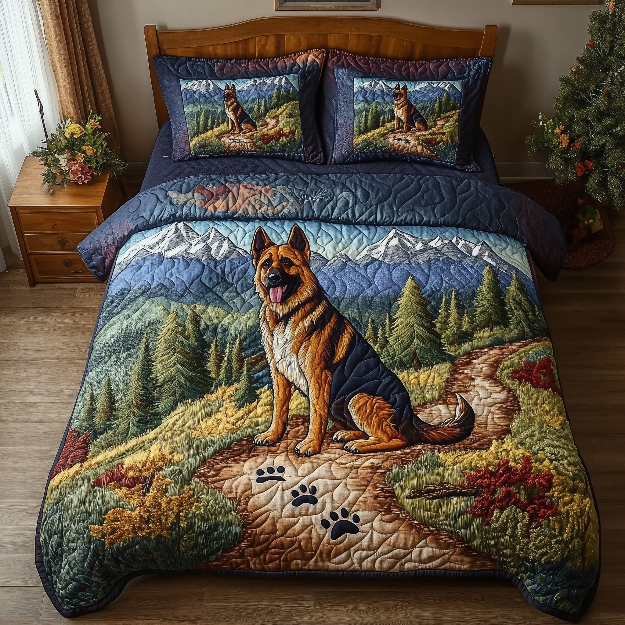 Shepherd Trail Journey Quilted Bedding Set Duvet Cover Merchandise Gift Ideas For Pet Lovers