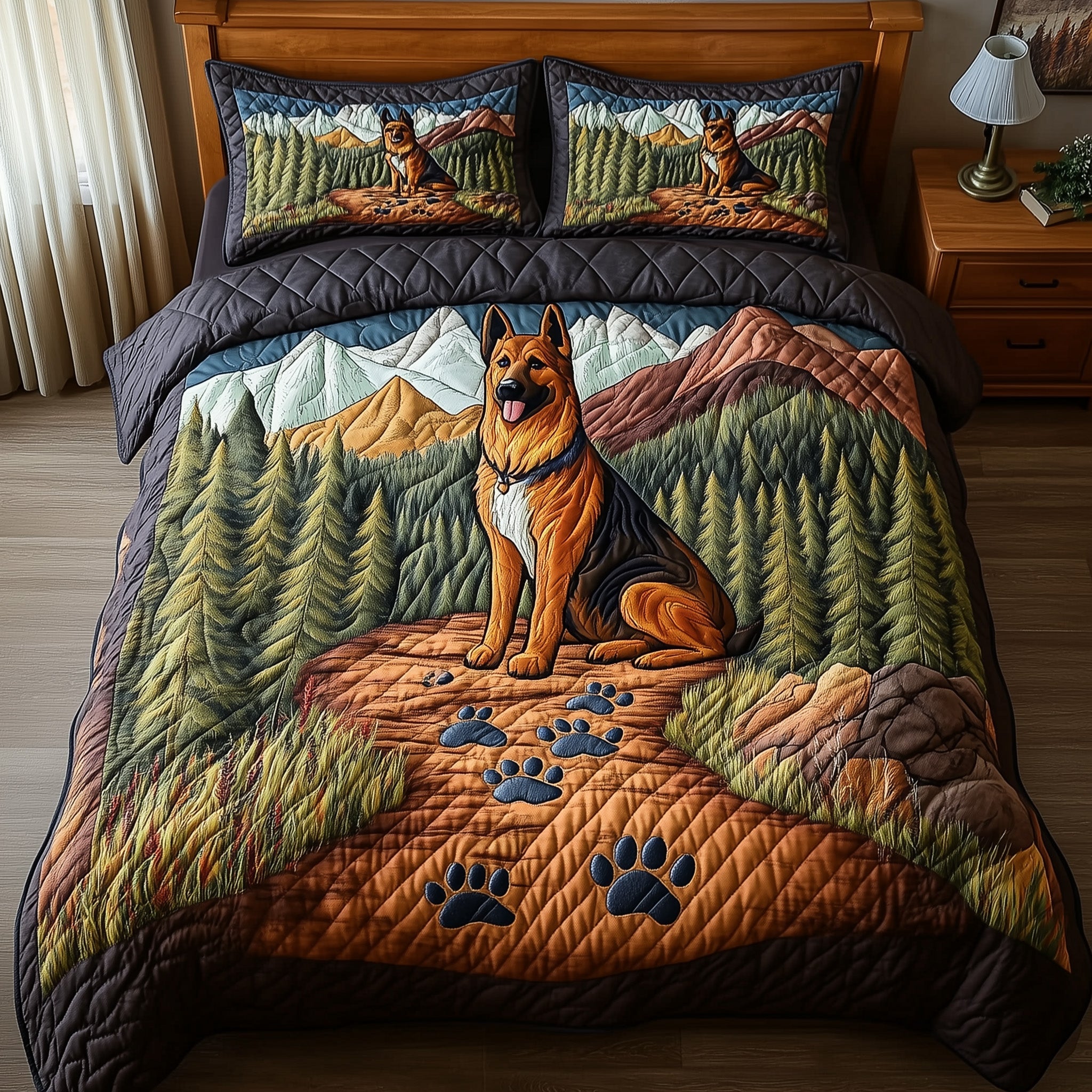 Shepherd Trail Journey Quilted Bedding Set Duvet Cover Merchandise Good Gifts Dog Lovers