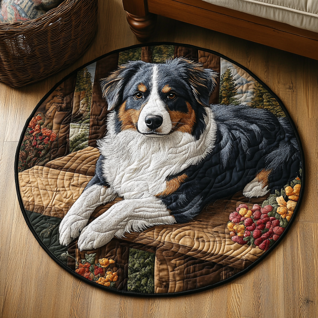 Shepherd Trail Quilted Round Mat Outdoor Decor Presents For Dod Lovers Person