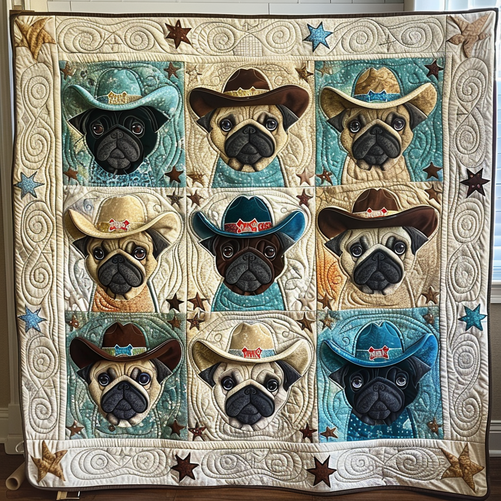 Sheriff Pug Quilted Blanket Christmas Gifts For Pug Lovers