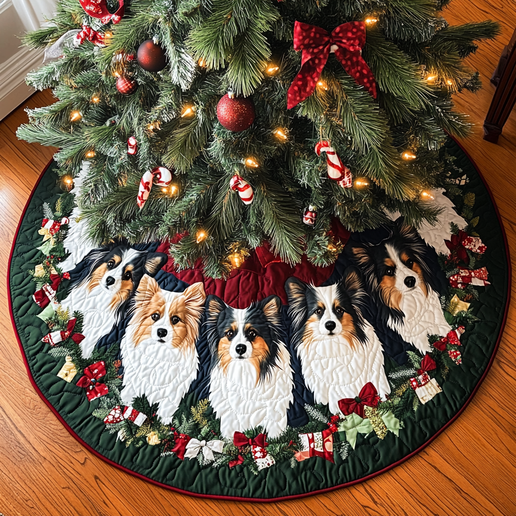 Shetland Sheepdogs Magic Christmas Quilted Tree Skirt Xmas Decorations Gifts For Dog Lovers People