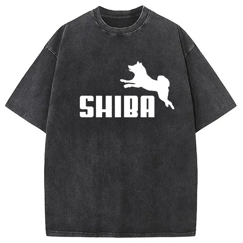 Shiba Dog Japanese Parody Washed T-Shirt Unisex Streetwear Graphic Style Gifts For Sister