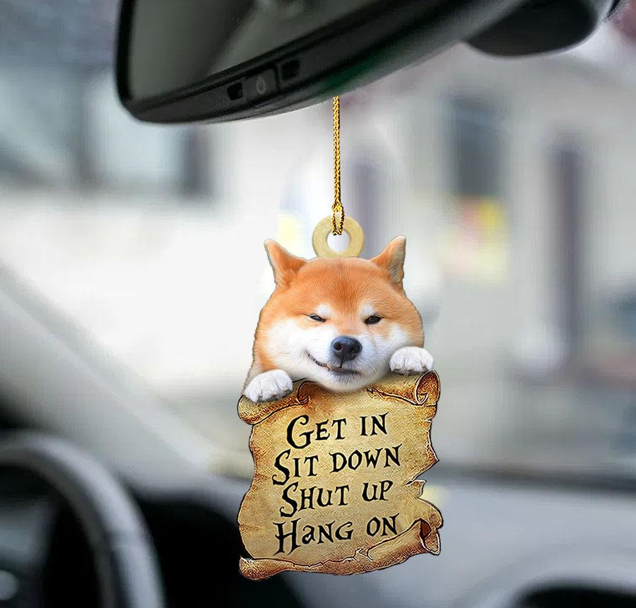 Shiba inu get in two sided ornament dog ornament interior car