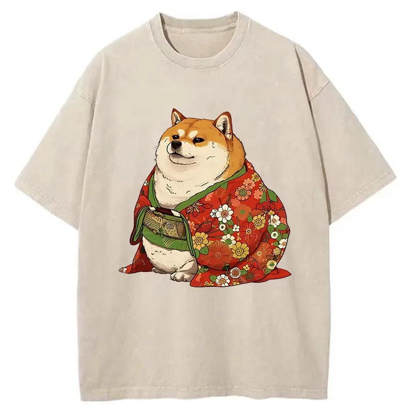 Shiba Inu Wearing Kimono Washed T-Shirt Classic Graphic Fashion Tee Gifts For Sister Shiba Inu Wearing Kimono Washed T-Shirt Classic Graphic Fashion Tee Gifts For Sister