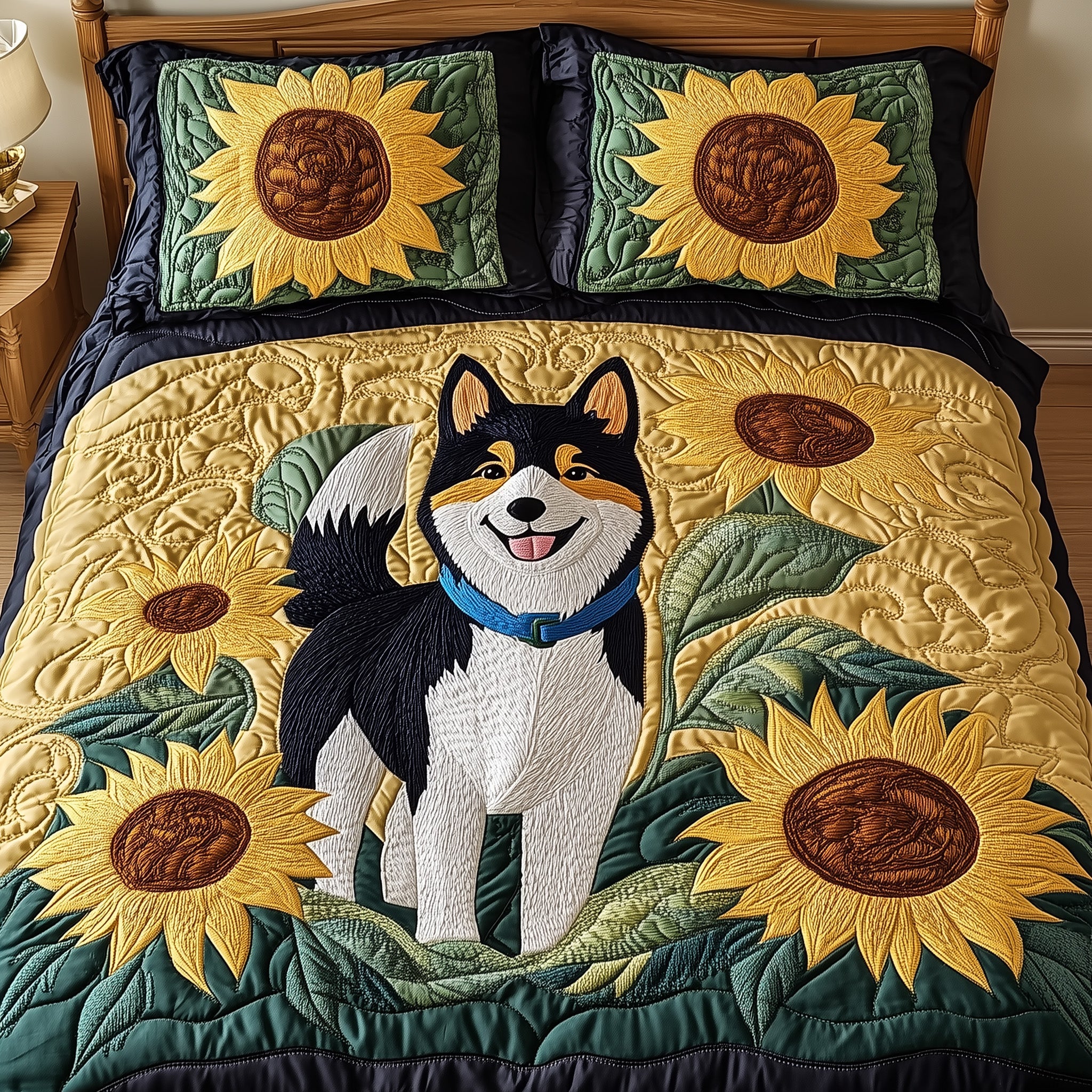 Shiba Quilted Bedding Set Duvet Cover Bedspread Dog Themed Merchandise