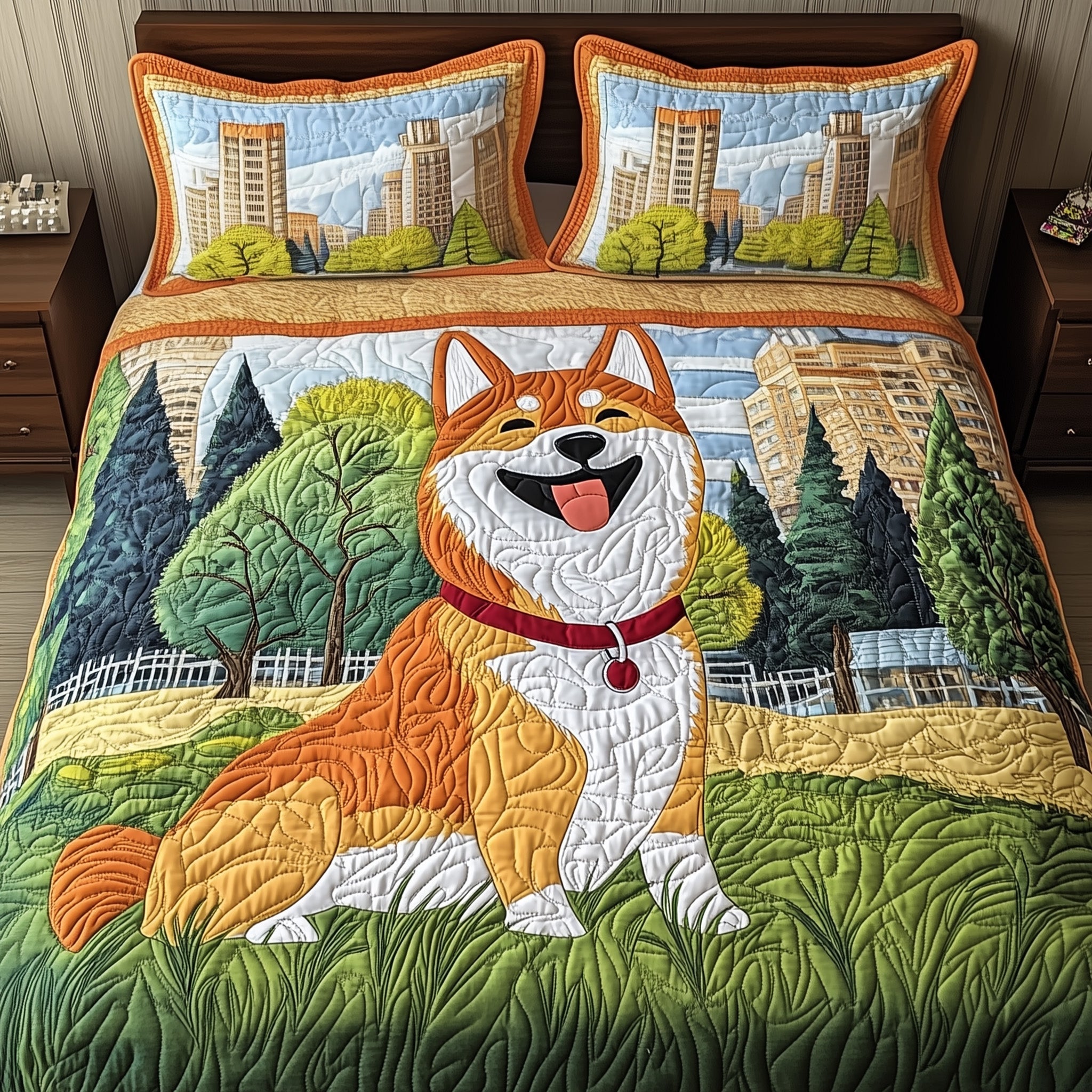 Shiba Quilted Bedding Set Duvet Cover Bedspread Funny Gifts From The Dog