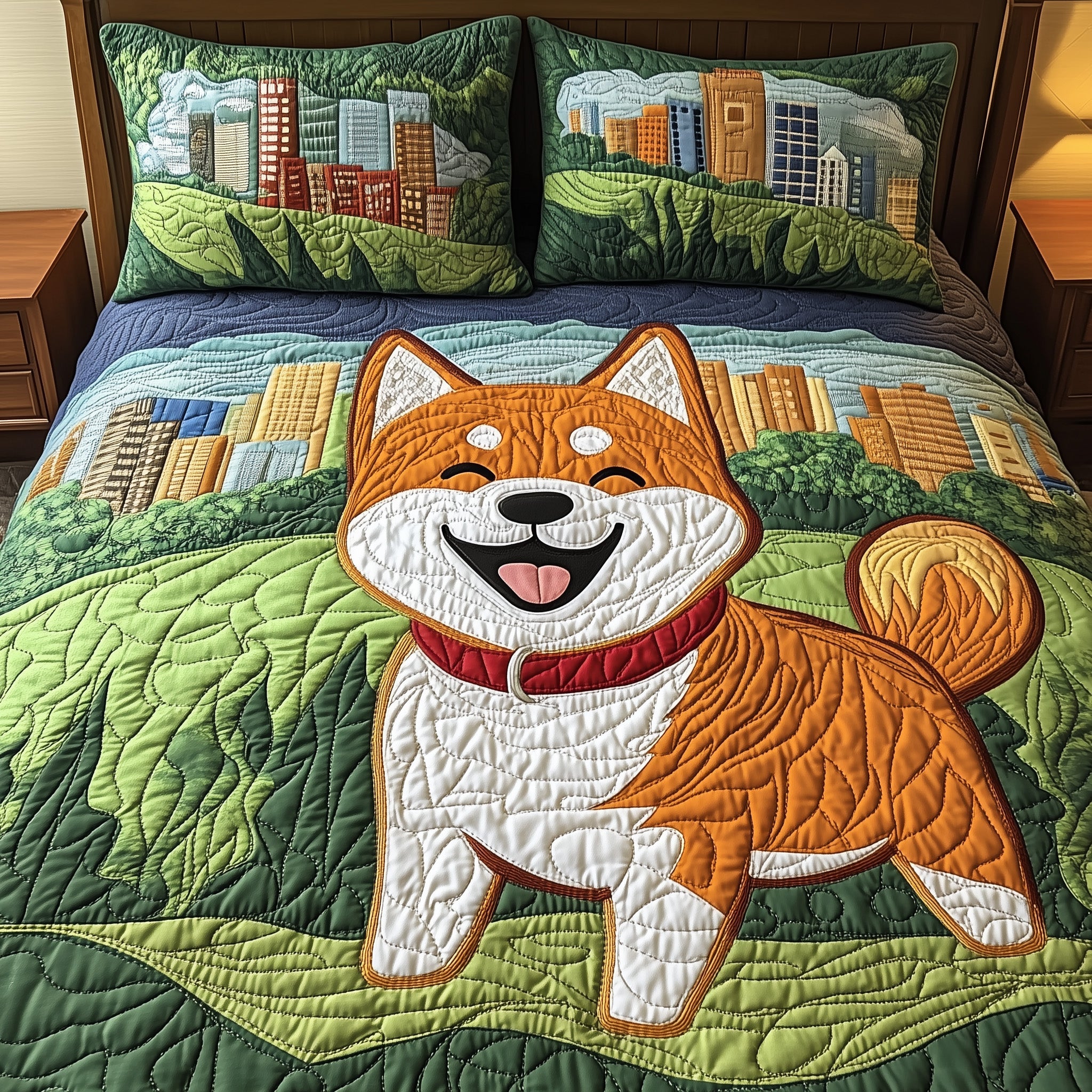 Shiba Quilted Bedding Set Duvet Cover Bedspread Funny Presents For Dogs