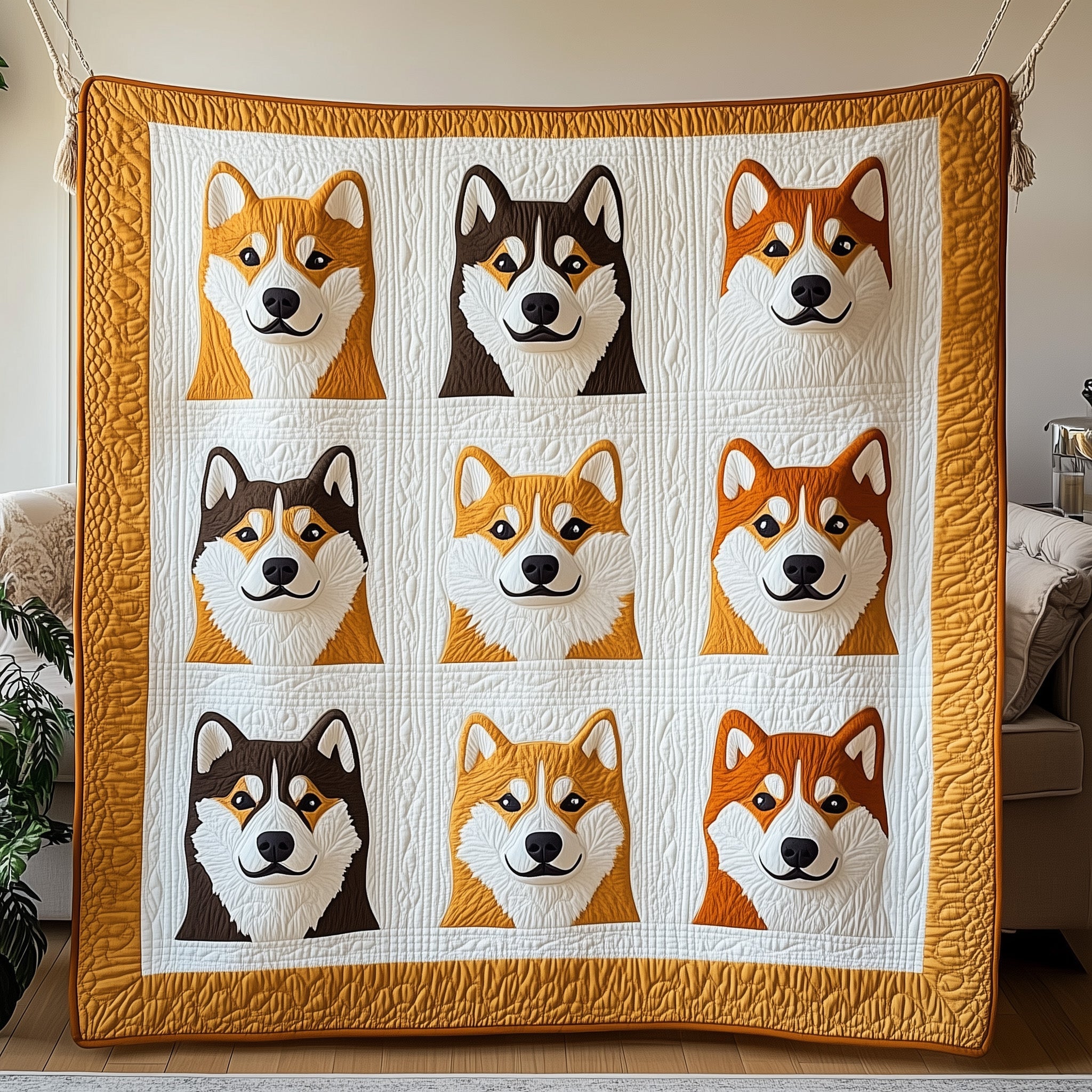 Shiba Quilted Blanket Nice Throw BlanketBest Presents For Dog Lovers