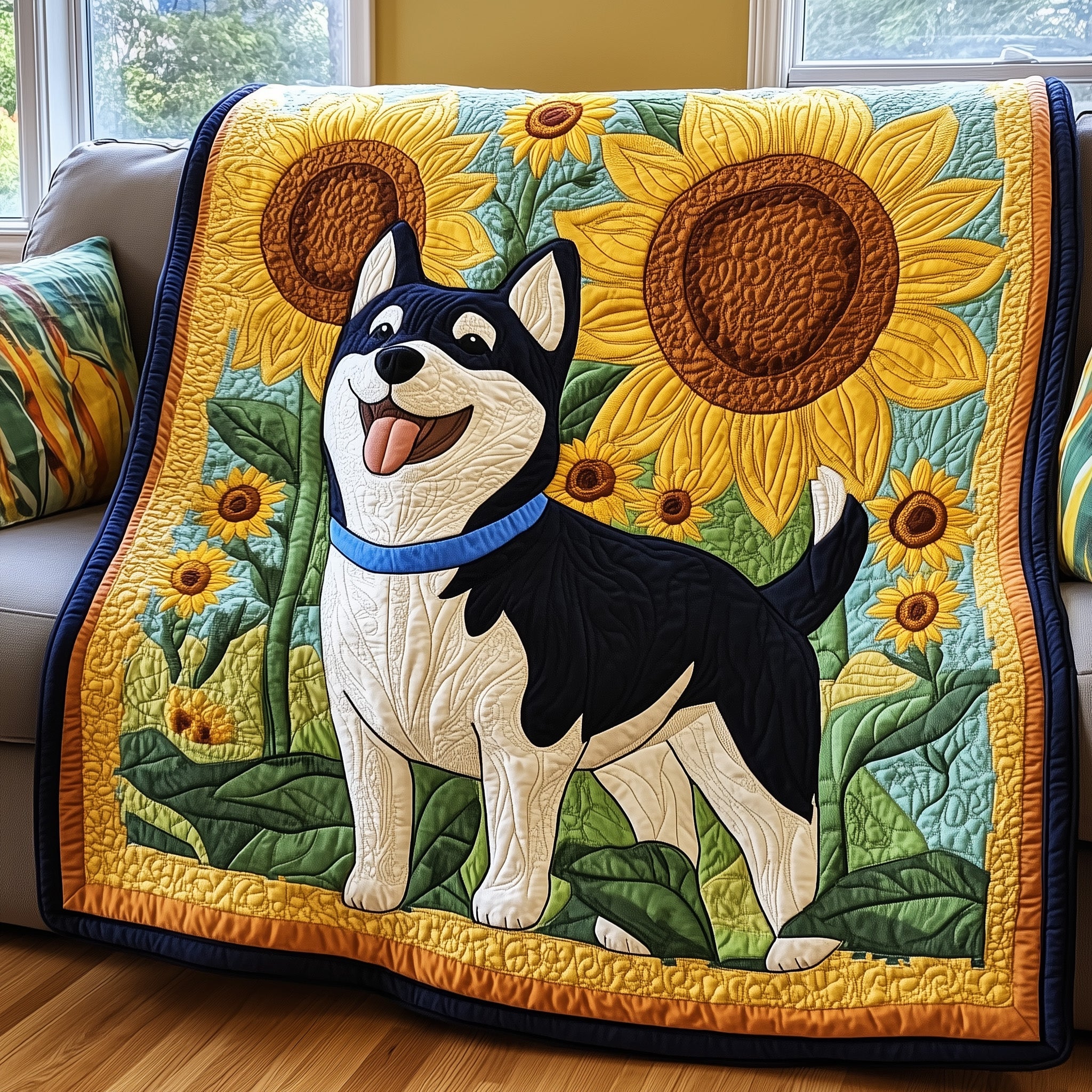 Shiba Quilted Blanket Nice Throw BlanketCool Gifts For Dog Lovers