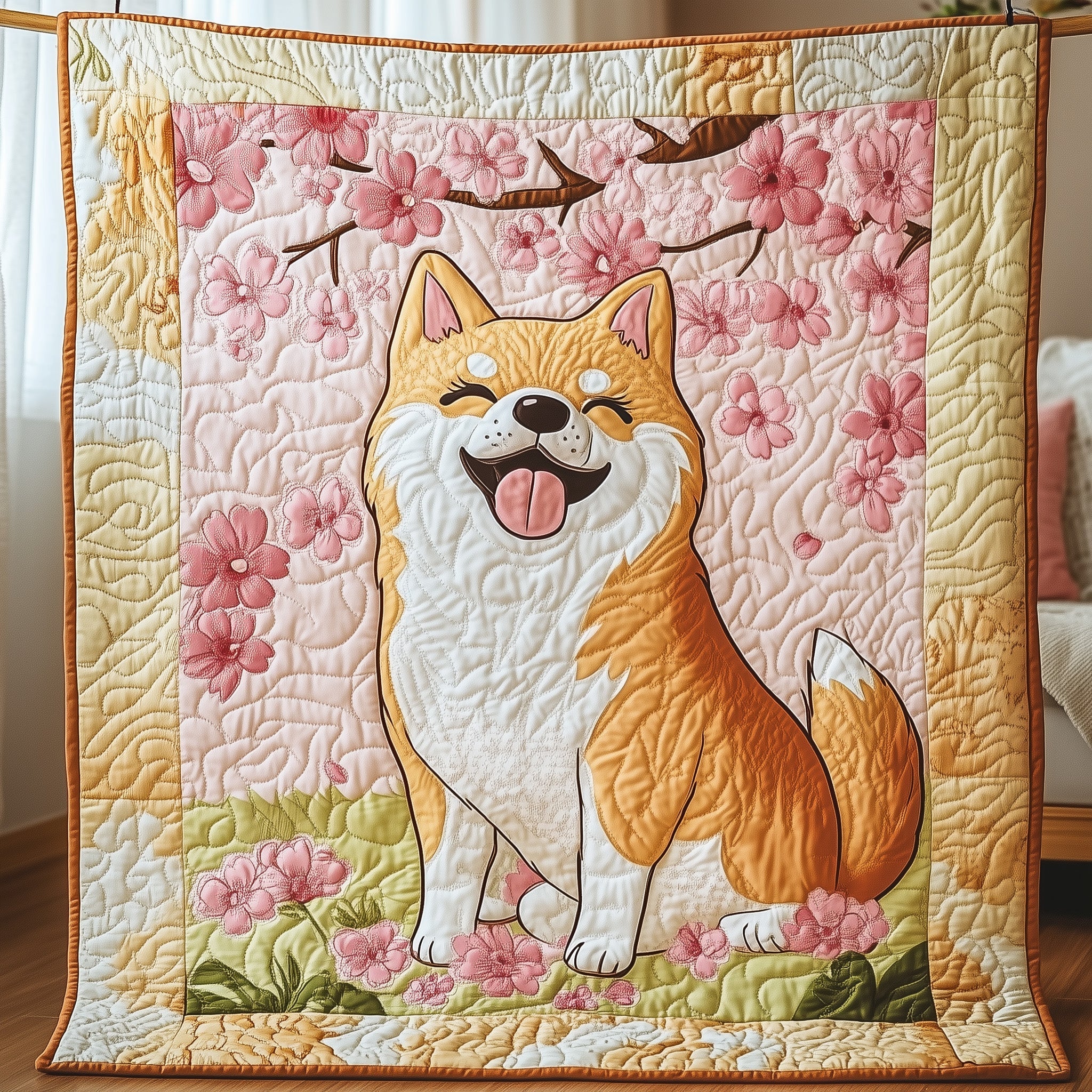 Shiba Quilted Blanket Nice Throw BlanketGift For Dog Lover Xmas Holiday