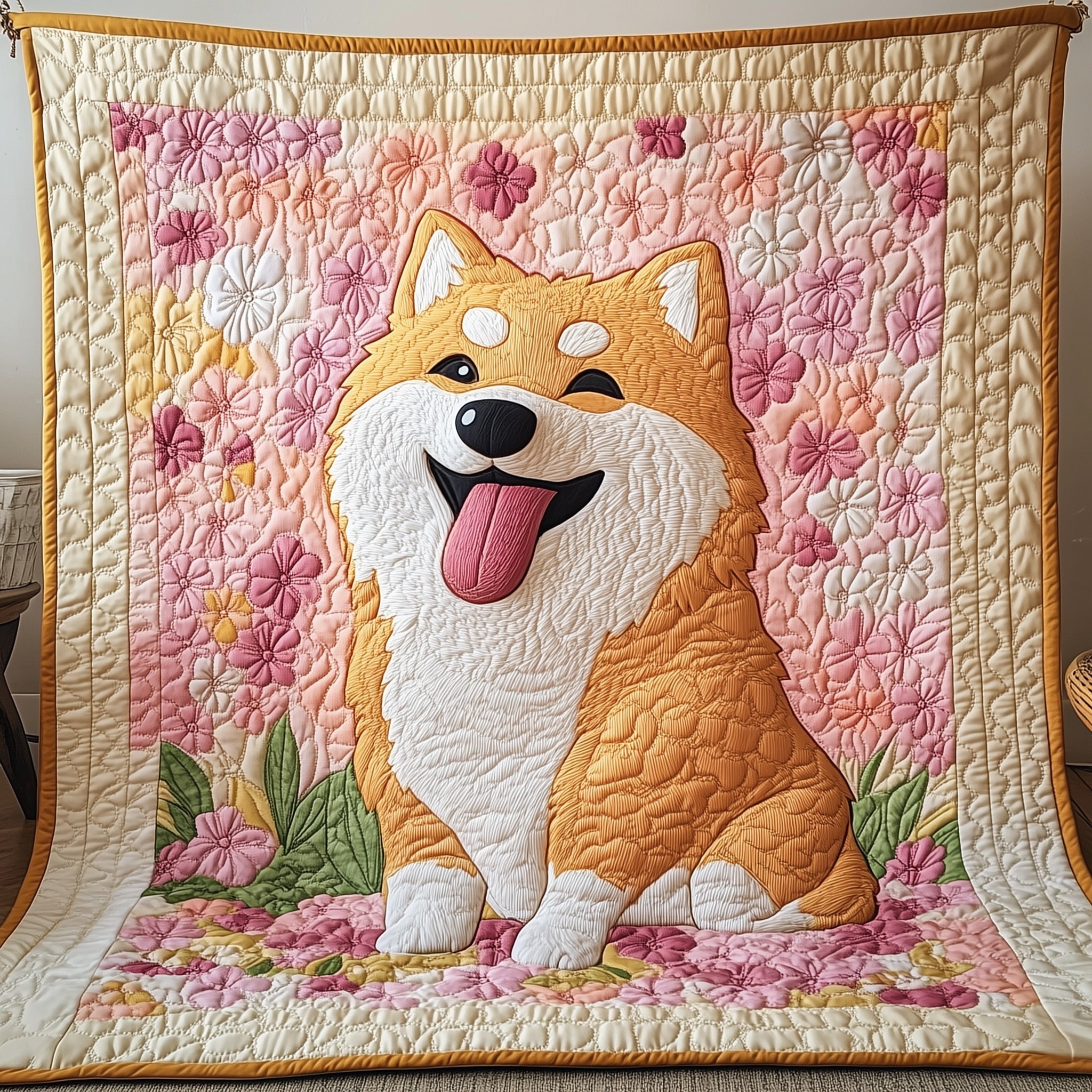 Shiba Quilted Blanket Nice Throw BlanketGift Ideas For Dog Lovers  Xmas