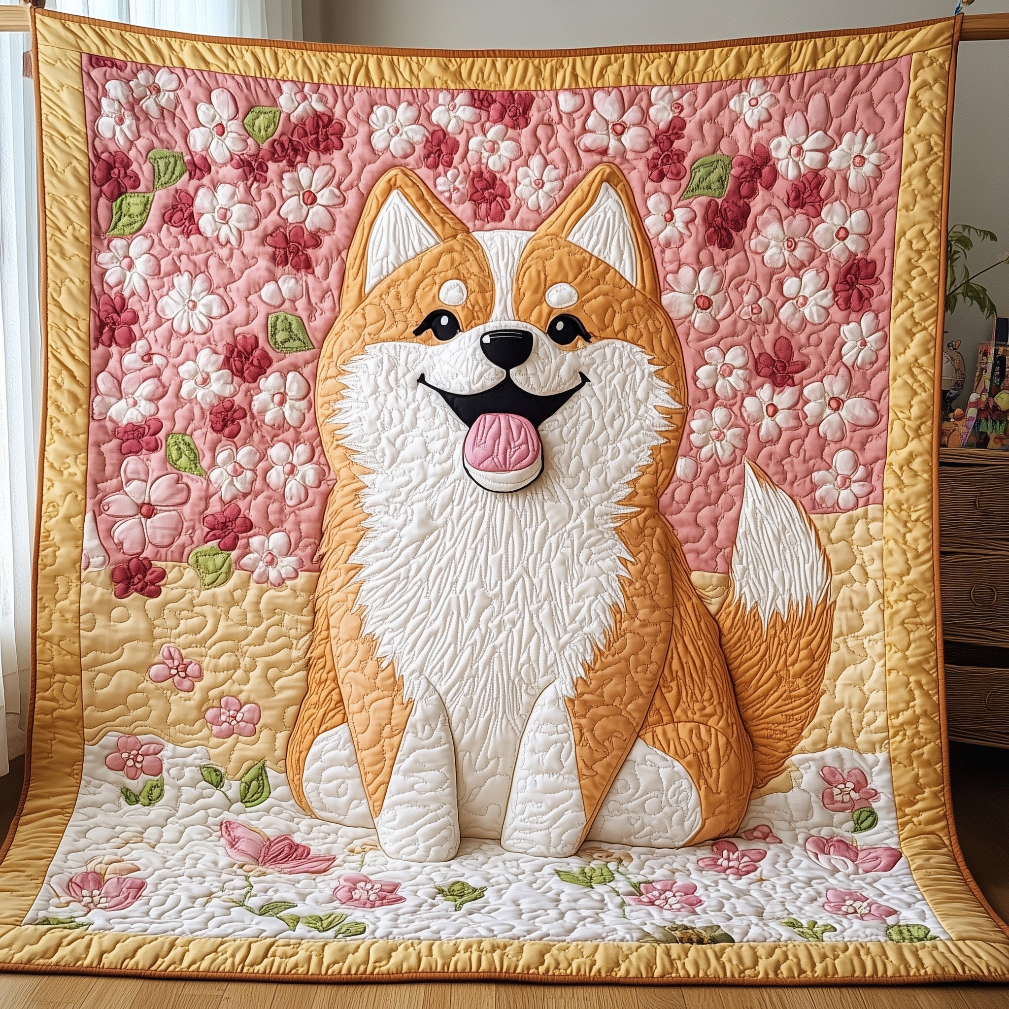 Shiba Quilted Blanket Nice Throw BlanketPresent Ideas For Dog Lovers